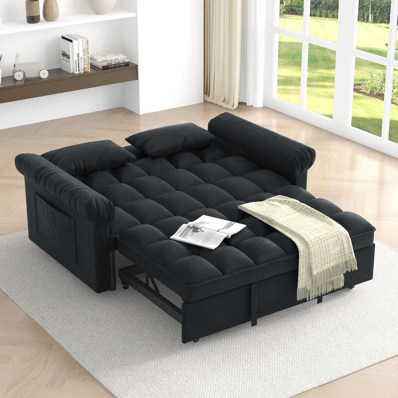 TATEUS Quick Convert Loveseat Sofa Bed with Pull-out Bed - Adjustable Comfort for Guests