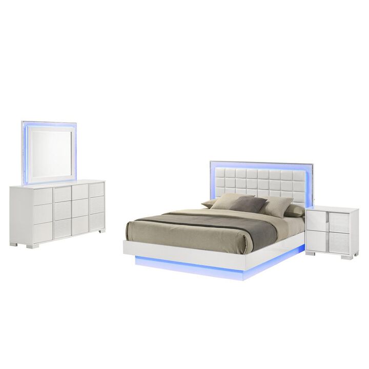 Best Quality Furniture 4 piece futuristic bedroom set, Queen size (platform) bed