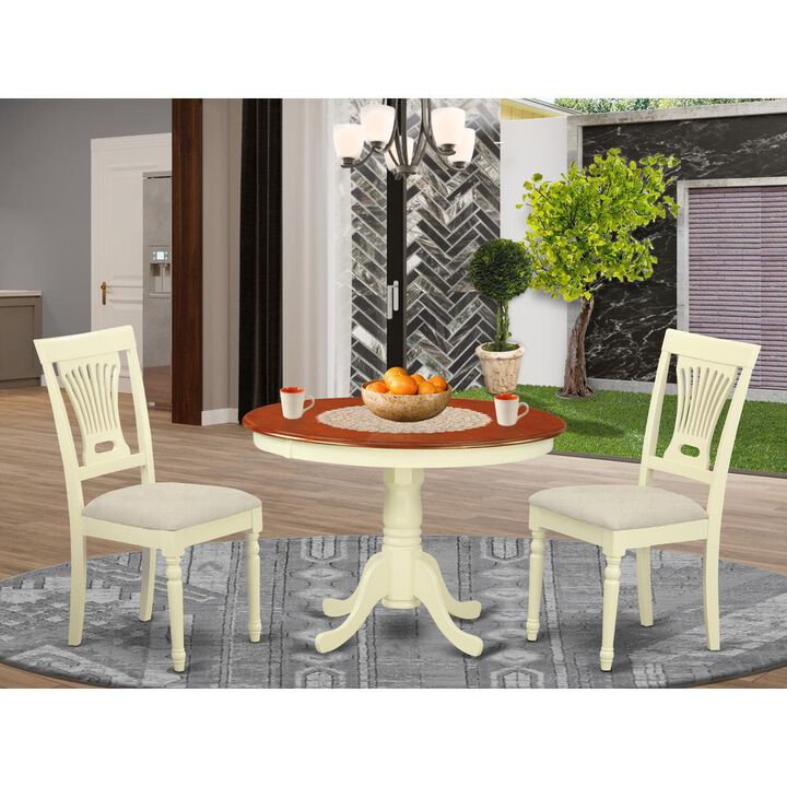 3 Pc set with a Dining Table and 2Seat Dinette Kitchen Chairs in Buttermilk and Cherry .