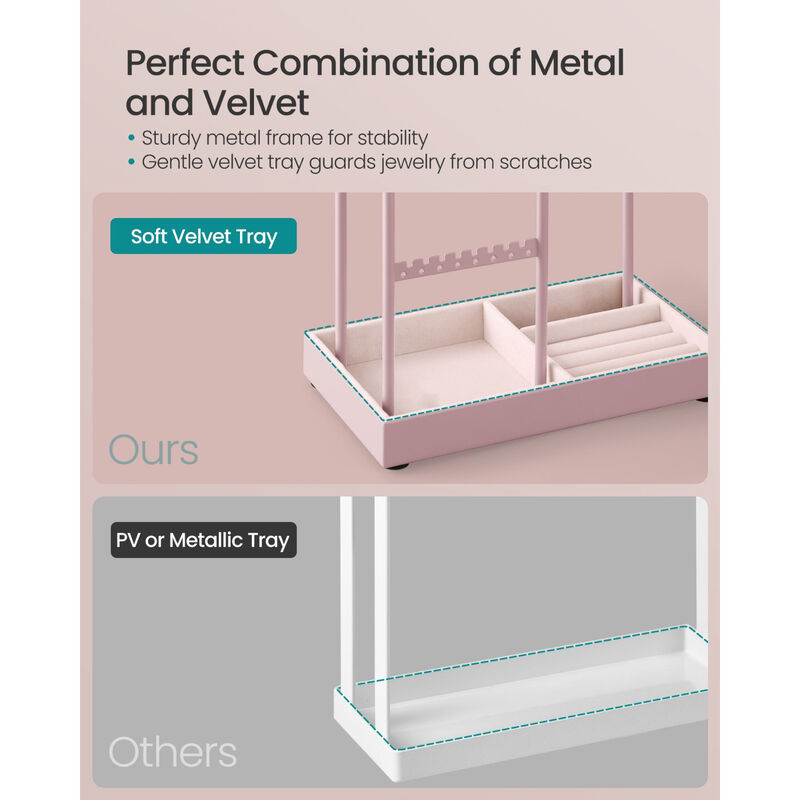 Jewelry Stand with Metal Frame and Tray Storage Organizer image number 5