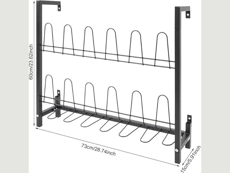 Entryway Metal Shoe Organizer 3 Tier Closet Storage Wall Mounted image number 2