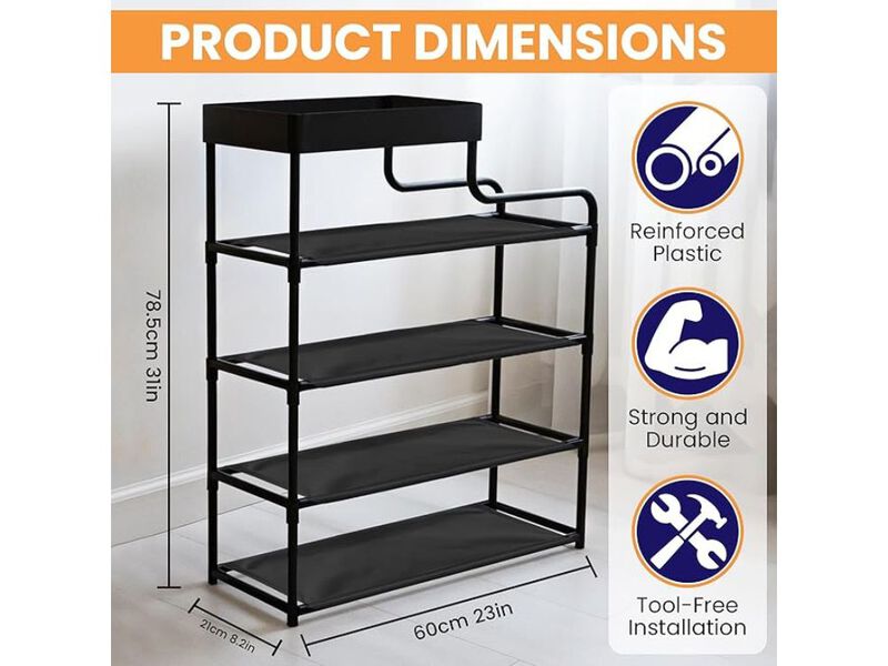 Entryway Shoe Organizer 4 Tier Closet Storage Shoes Shelf Zapatero image number 2