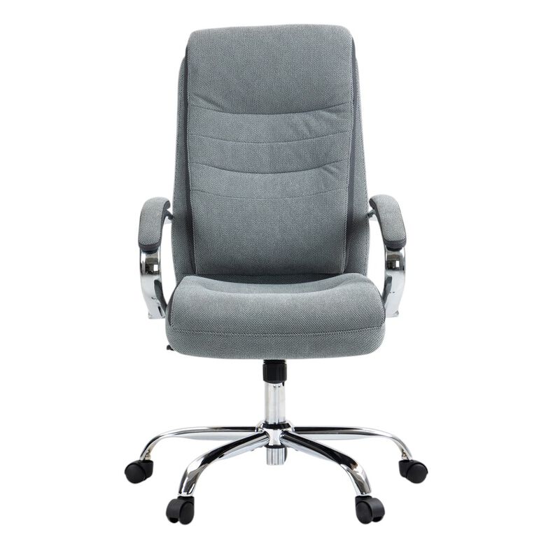 HomeRoots Gray and Silver Adjustable Height Swivel Rolling Executive Office Chair