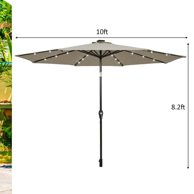 Mondawe 10 Feet Outdoor Patio Umbrella with Bright Solar LED Lights