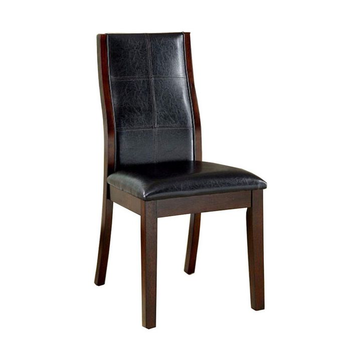Townsend I Transitional Side Chair, Brown Cherry Finish, Set of 2-Benzara