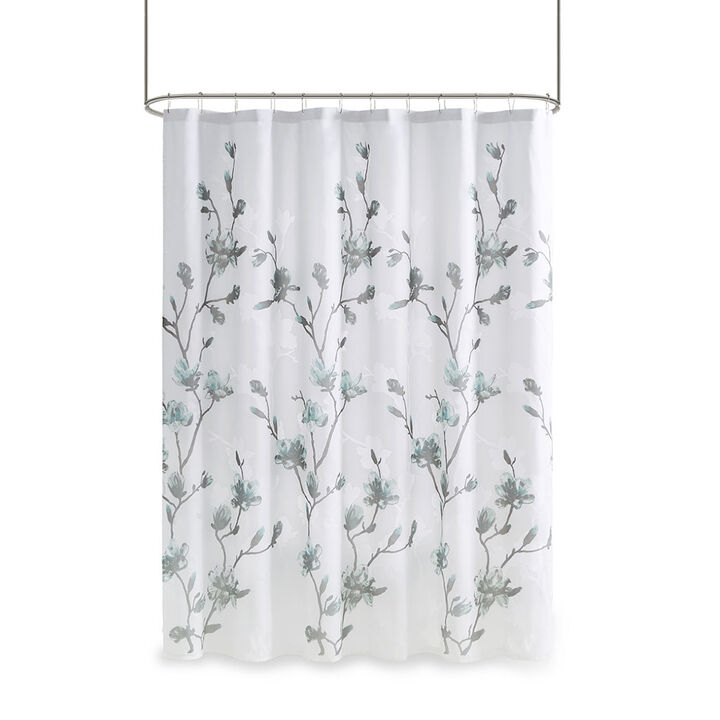 Gracie Mills Alfred Floral Printed Burnout Shower Curtain and Liner