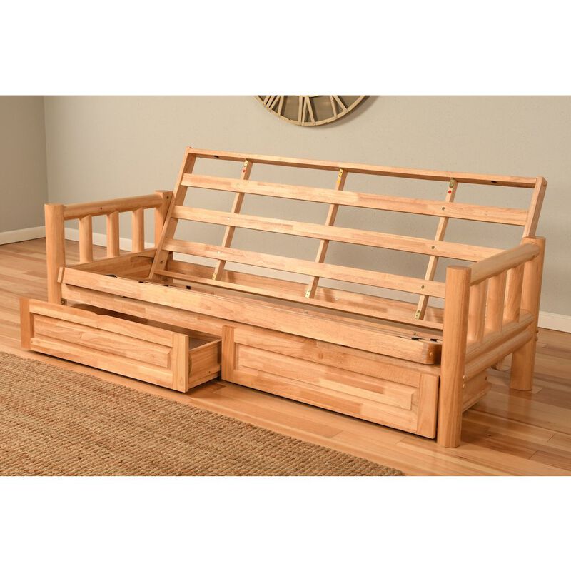 Lodge Frame-Natural Finish-Oregon Trail Saddle Mattress-Storage Drawers image number 2