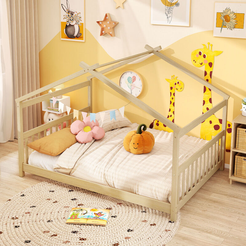 House Bed Frame with Headboard for Kids Bedroom image number 7
