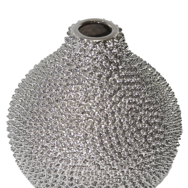 Silver Spiked Ceramic Vase 10" image number 3