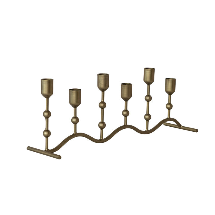 Antique Gold Iron Candelabra with Curved Base