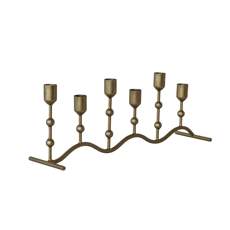 Antique Gold Iron Candelabra with Curved Base image number 0
