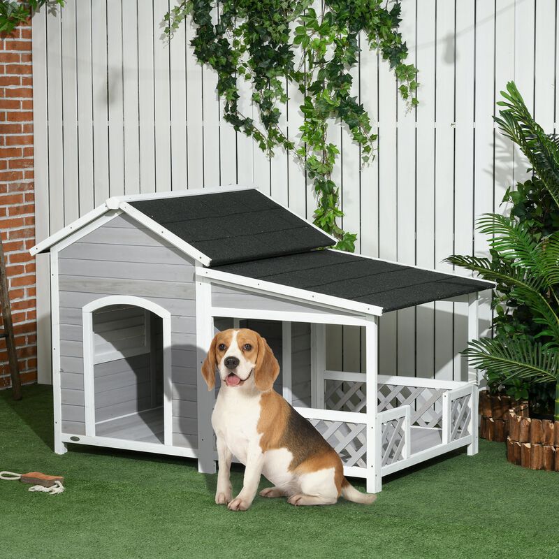 Outdoor Pet Shelter: Dog House with Porch, Asphalt Roof & Shutter Window