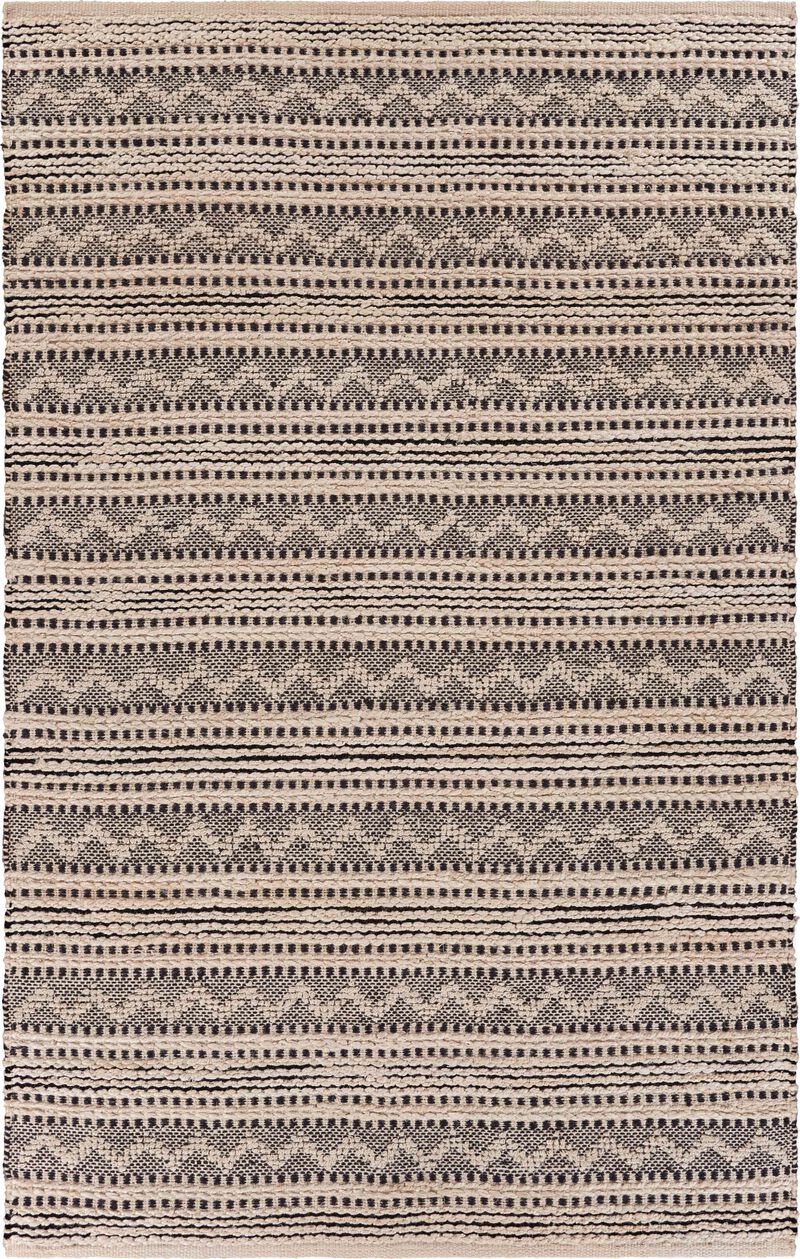 8 x 10 Black and Blush Chevron Stripe Area Rug