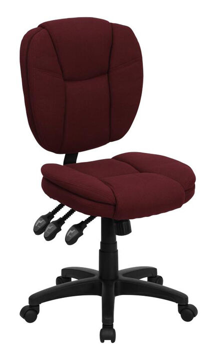 Flash Furniture Mid-Back Burgundy Fabric Multi-Functional Ergonomic Task Chair