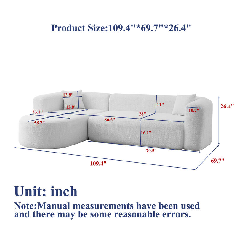 Rorvko Curved Chenille Sectional Sofa image number 9