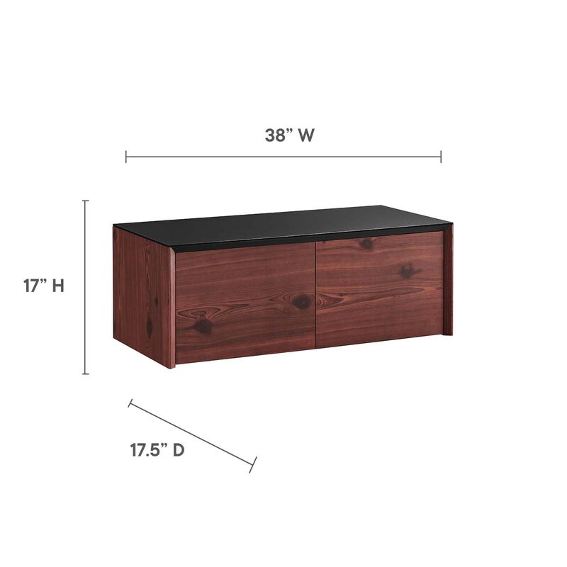Modway EEI-6311-BLK-CHE Kinetic 38" Wall-Mount Office Desk with Cabinet and Shelf, Black Cherry image number 2