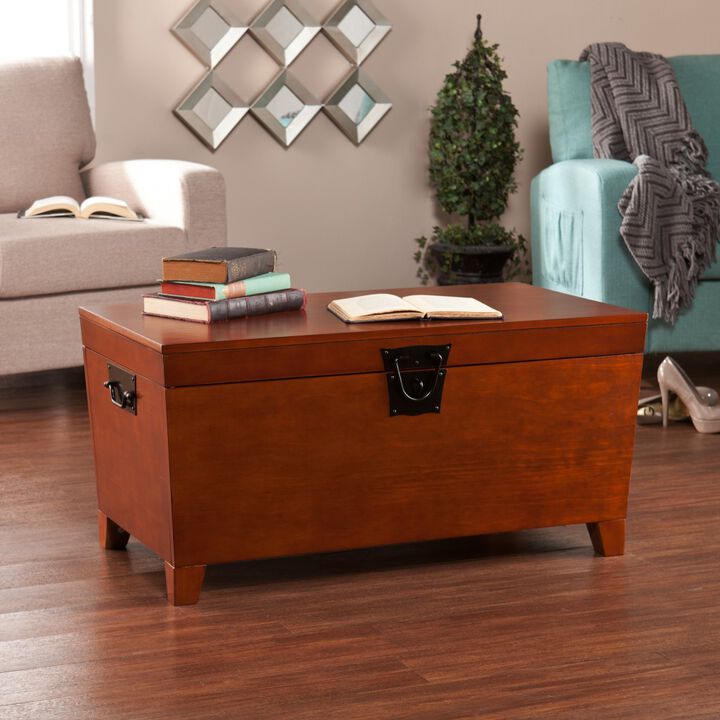 Hivvago 39 Inch  Brown Manufactured Wood And Metal Rectangular Coffee Table