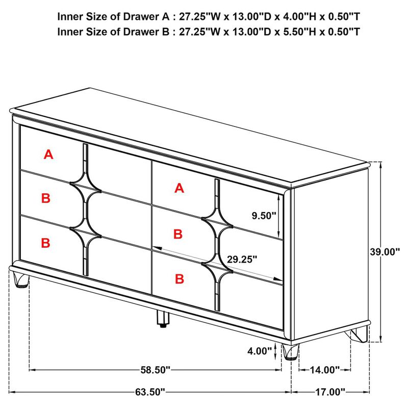 Coaster Co. of America Olivia 6-drawer Dresser Cabinet Pearl White image number 1