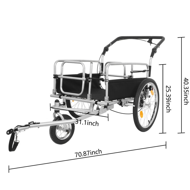 ELEMENT ACE 3-in-1 Heavy-Duty Bike Cargo Trailer E-Bike Compatible Convertible Stroller and Pull Cart with Suspension 110lb Capacity 20 Inch Wheels Included Accessories image number 2