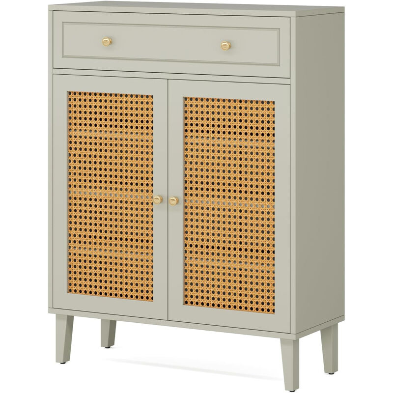 Grey Modren Shoe Cabinet With Shelves For Entryway image number 0