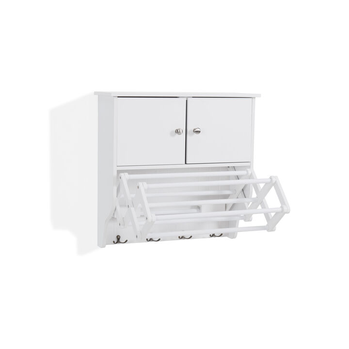 Accordion Expandable / Collapsible Wall Mount Drying Rack with Cabinet