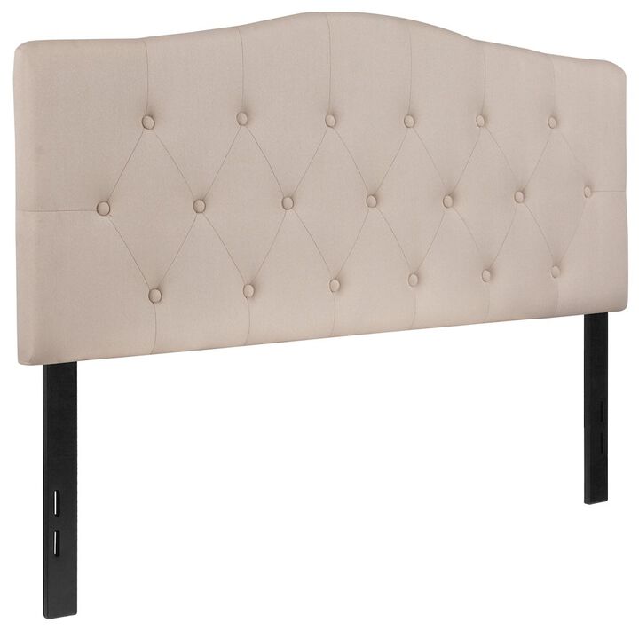 Flash Furniture Tufted Upholstered Full Size Headboard in Beige Fabric