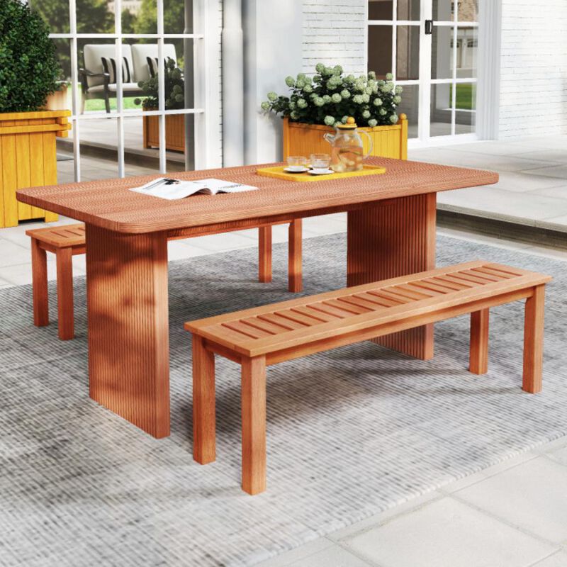 Hivvago 47 Inch Patio Wood Bench with Slatted Seat 2-Person