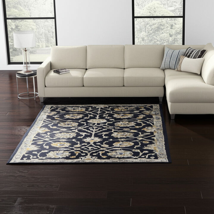 HomeRoots 8' X 10' Blue Silver And Gray Floral Hand Tufted Area Rug