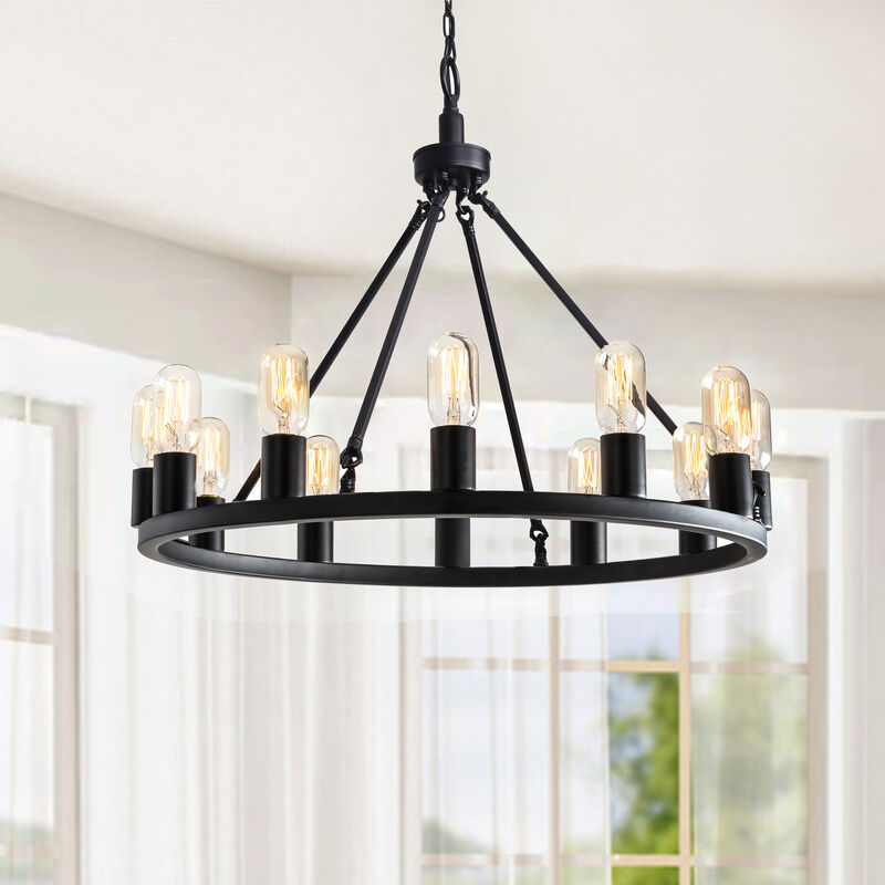Ester Black 12-light Metal Round Chandelier image number 3