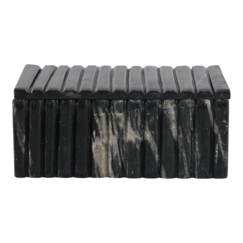 7x4" Marble Ridged Box, Black image number 2