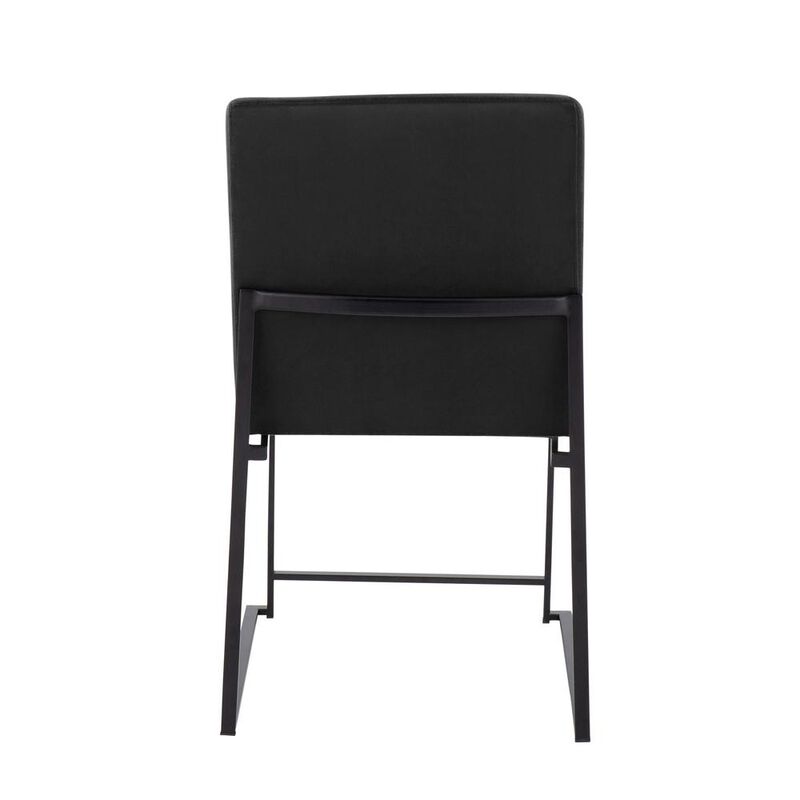 LumiSource Black Steel, Black Velvet High Back Fuji Dining Chair - Set of 2