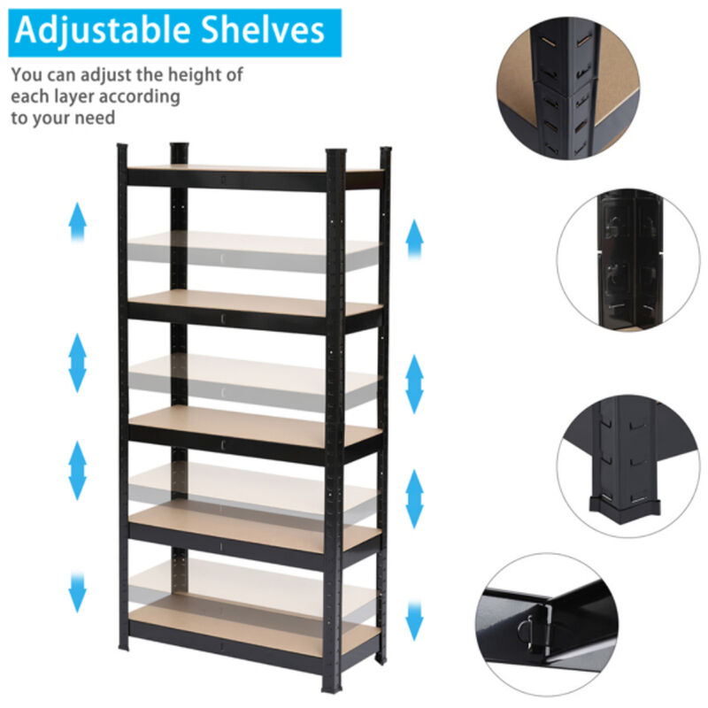 Durable 5-Tier Powder Coated Storage Rack, Heavy-Duty Organizing Shelf for Home Use
