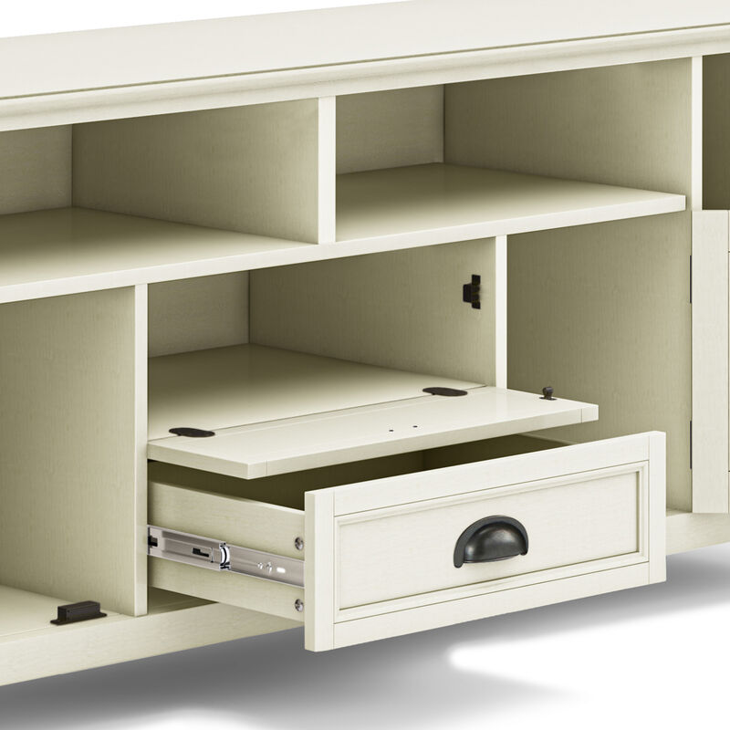 Burlington SOLID WOOD 72 inch Wide Transitional TV Media Stand in Antique White For TVs up to 80 inches