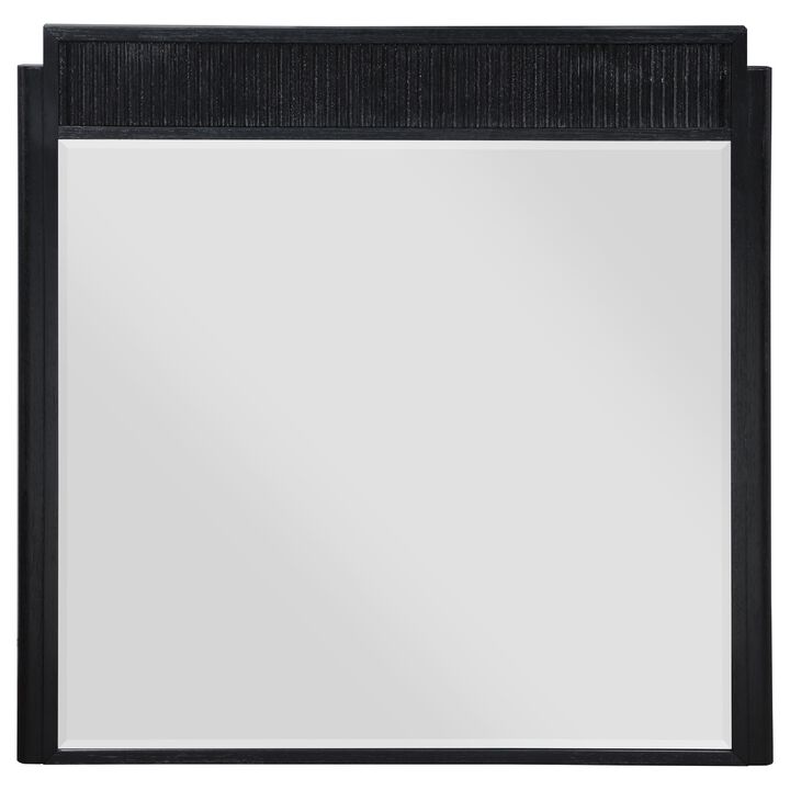 Jack Dresser Mirror, Black Wood, Molded Frame Design, 36 Inch