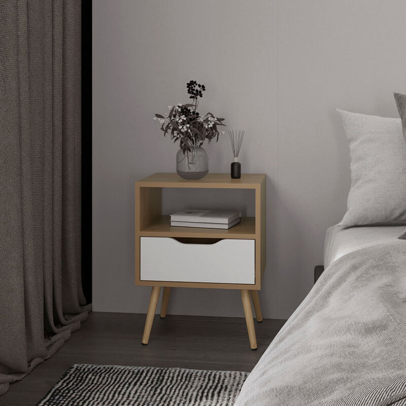 Kechi Nightstand White/Macadamia