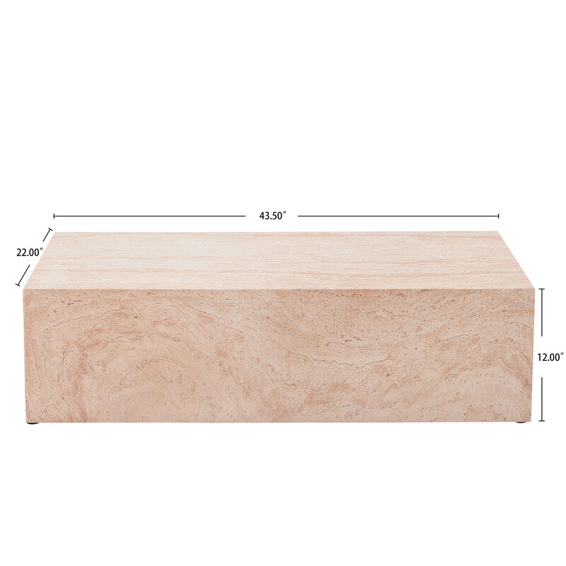 Christopher Knight Home Aherne 43.5" Patio Rectangular Lightweight Concrete Coffee Table image number 2