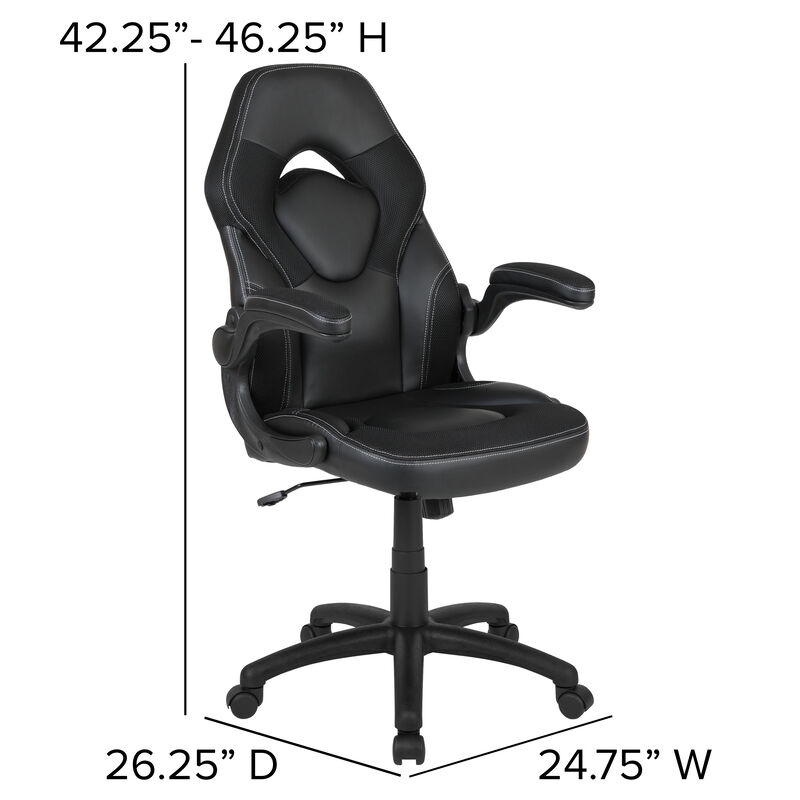 X10 Gaming Chair Racing Office Ergonomic Computer PC Adjustable Swivel Chair with Flip-up Arms, / LeatherSoft image number 4