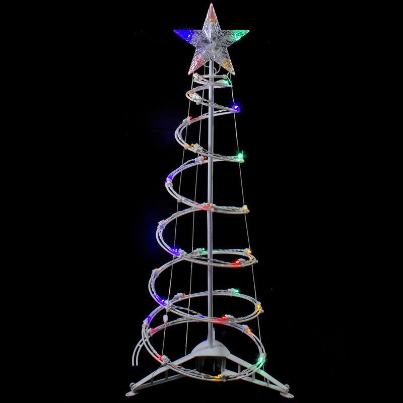 3ft LED Lighted Spiral Cone Tree Outdoor Christmas Decoration  Multi Lights
