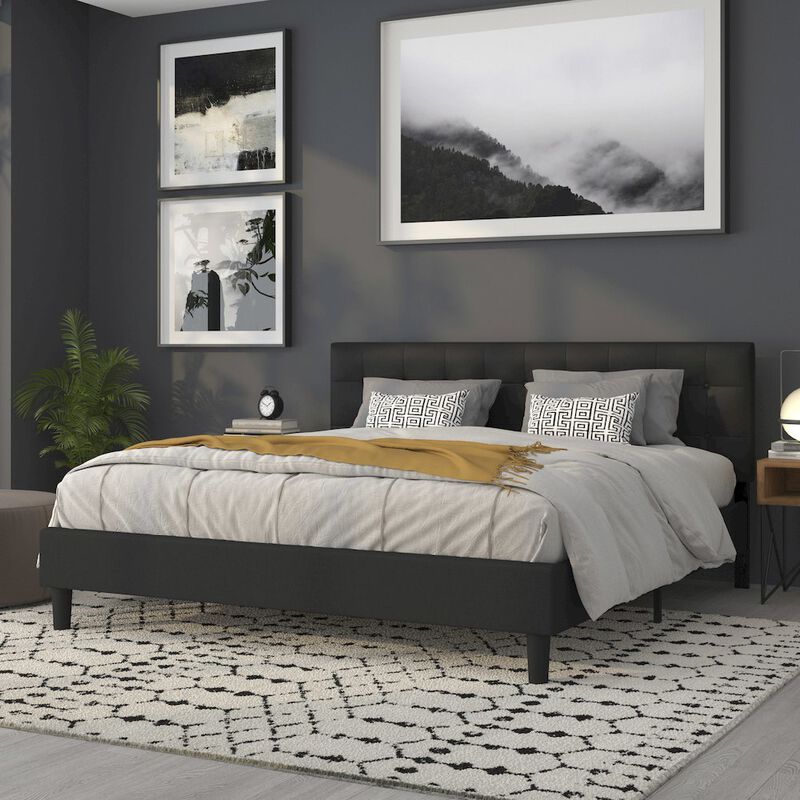 Flash Furniture Tufted Upholstered King Size Headboard in Black Vinyl image number 7