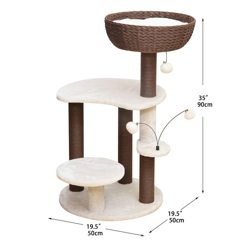 Petpals Group Quartz Handwoven Eco-Friendly Cat Tree, Paper Rope Scratching Posts, 36"