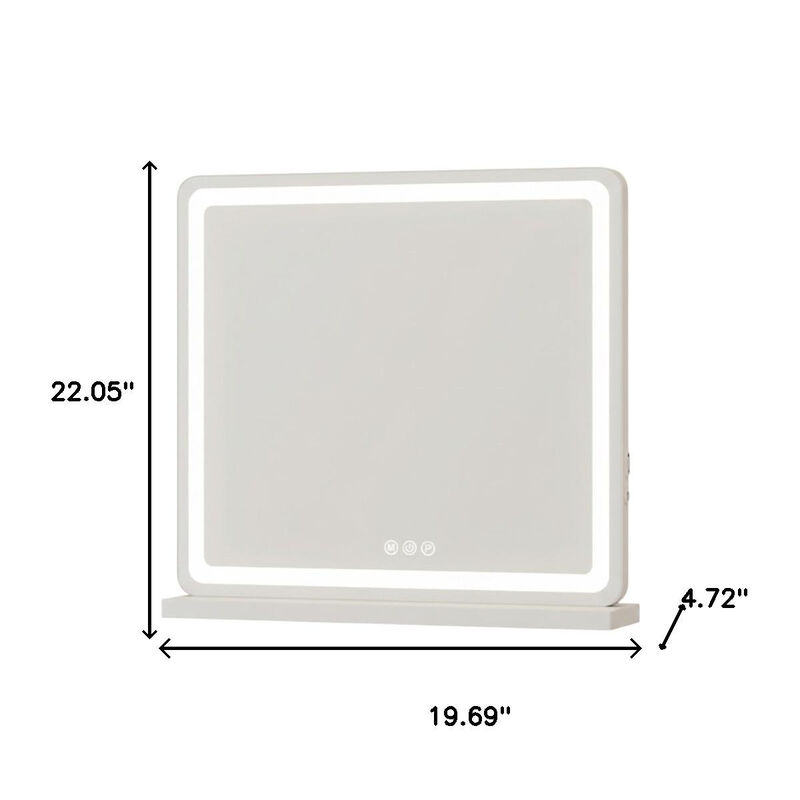 HomeRoots 22" Clear Lighted Freestanding Frameless Makeup Shaving Tabletop Mirror image number 2