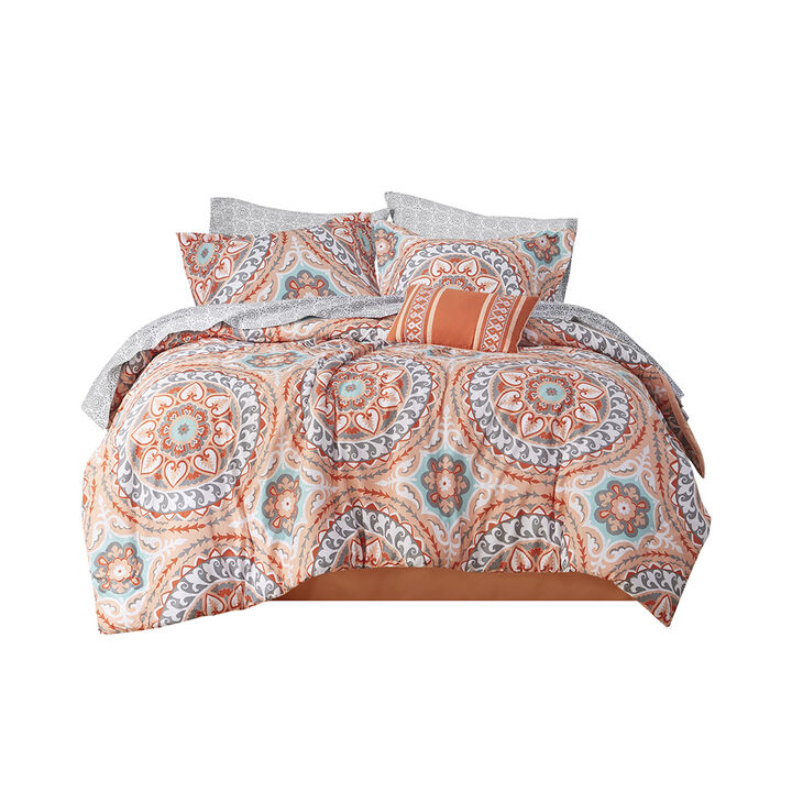 Gracie Mills Shaffer Globally Inspired 9-Piece Comforter Set with Cotton Bed Sheets