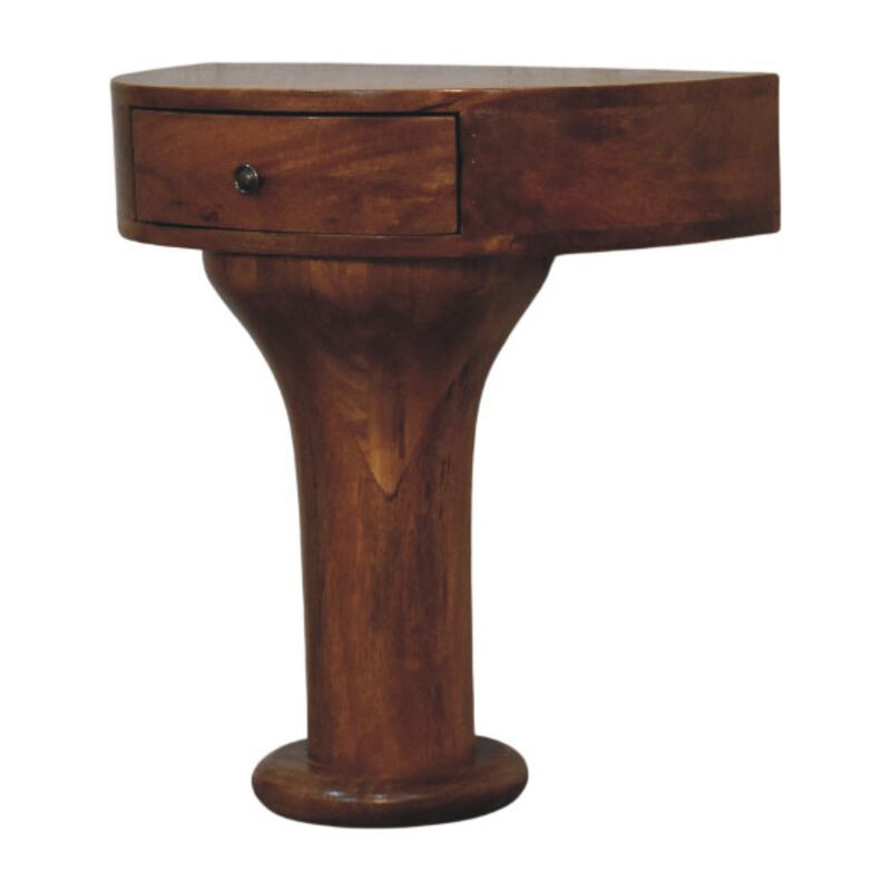 Artisan Furniture Solid Wood Pedestal Curved Bedside , Brown image number 2