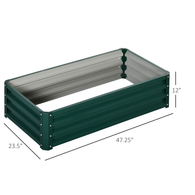 Outsunny Galvanized Raised Garden Bed, 4' x 2' x 1' Metal Planter Box, for Growing Vegetables, Flowers, Herbs, Succulents, Green