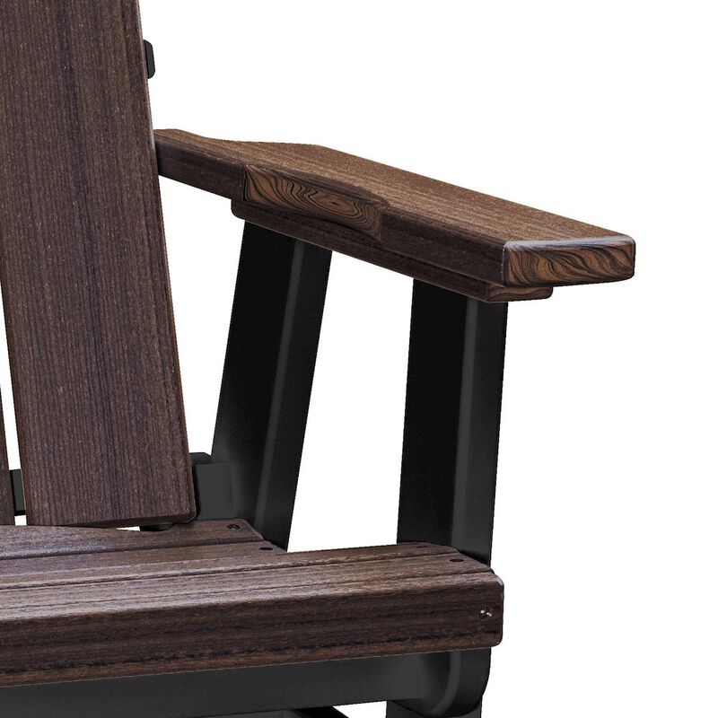 American Furniture Classics Brandon Swivel Glider in Brazilian Walnut on a Black Base