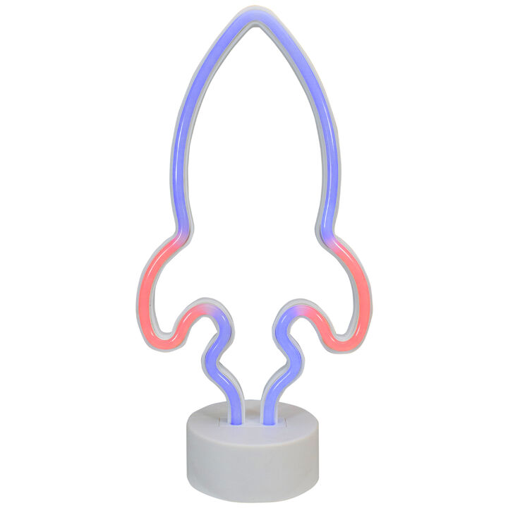 9" Blue and Red LED Neon Style Rocket Ship Table Light