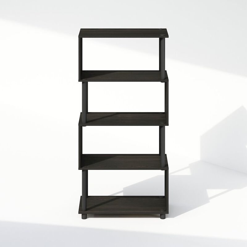 Reed 5-Tier S-Shaped Bookcase, Bookshelf, Espresso