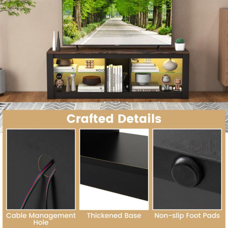 Hivvago Modern TV Stand with LED Light and Adjustable Shelves for TVs up to 65 inch