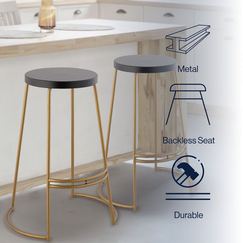 Hula Modern Designer Iron Curved Backless Bar Stool