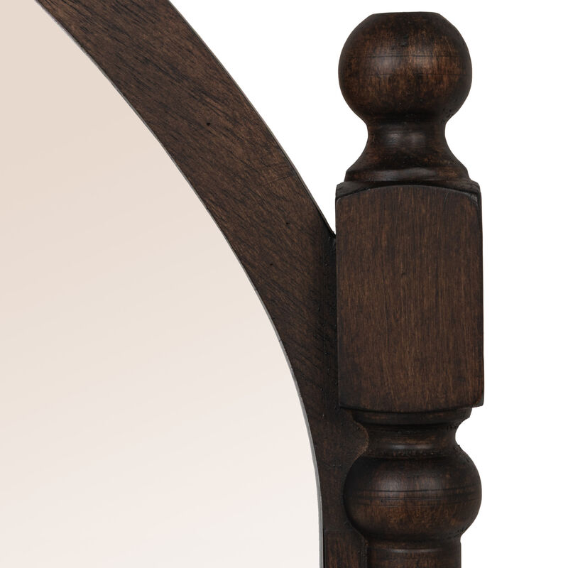 Arched Wall Mirror with Wood Dowel Frame, Dark Walnut Finish image number 6